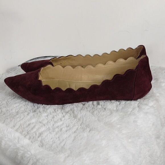 Adrienne Vittadini Wine Suede Leather Slipon Flats - Picture 7 of 7